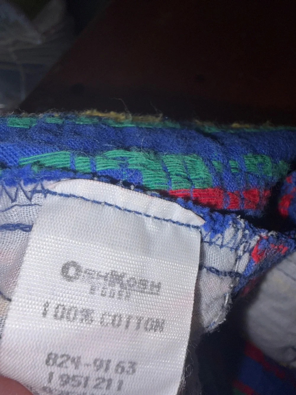 OshKosh B'gosh Bright Blue Overalls with Red, Yellow and Green Train Print